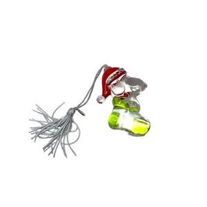 Lenox Peanuts Snoopy Glass Ornament Christmas Stocking Red Green Clear